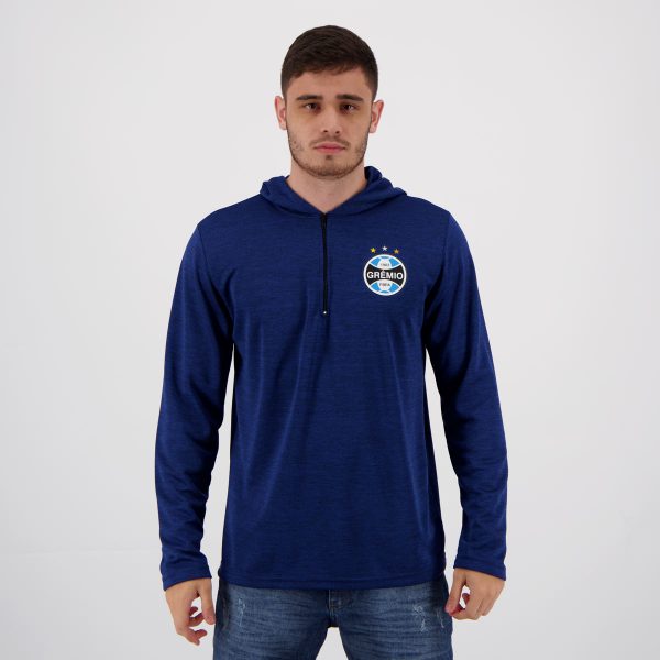 Blusão Grêmio Hoodie Azul Mescla