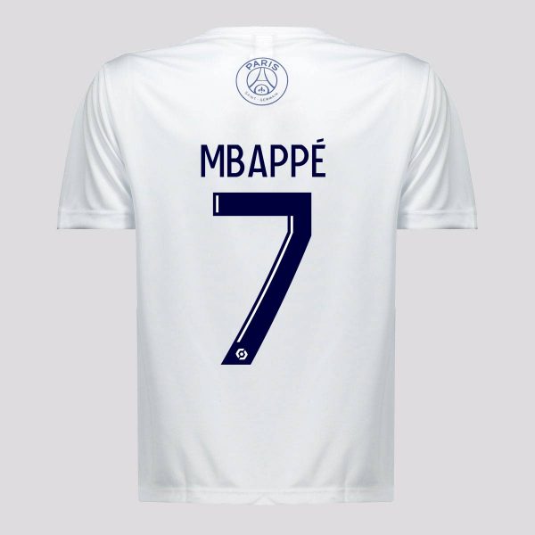 Camisa PSG Celery 7 Mbappe Infantil Branca