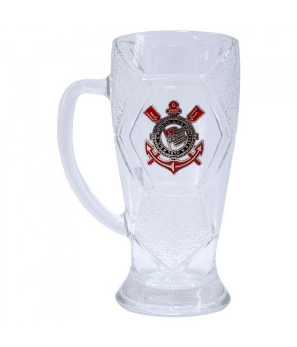 Caneca Chopp Vidro Bola Futebol 630Ml Timão - Corinthians