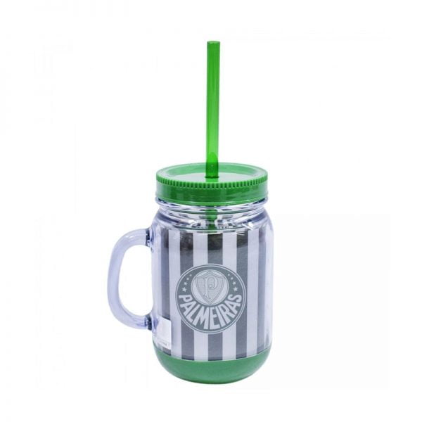 Caneca Com Tampa E Canudo 420Ml - Palmeiras