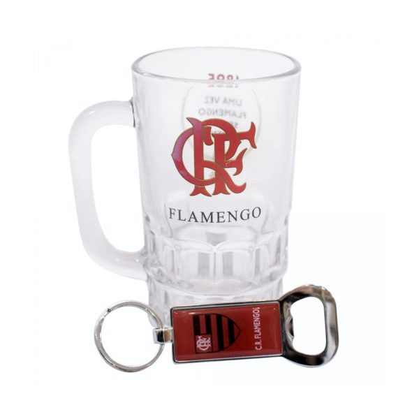 Caneca De Vidro 330 Ml Do Fluminense Com Chaveiro Abridor