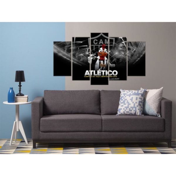 Quadro Mosaico 5 Peças Mdf 6Mm Atlético Mineiro