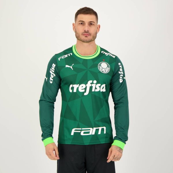 Camisa Puma Palmeiras I 2023 Manga Longa Com Patrocínio