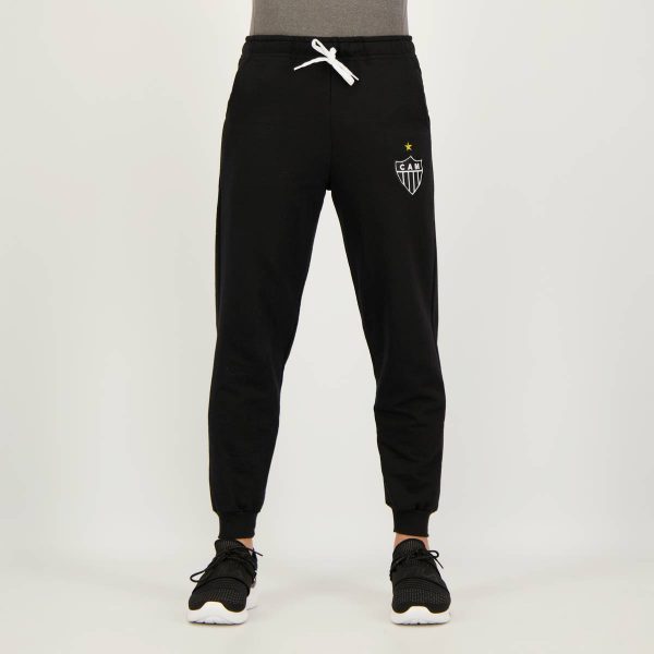 Calça de Moletom Atlético Mineiro Retrô Escudo Preta