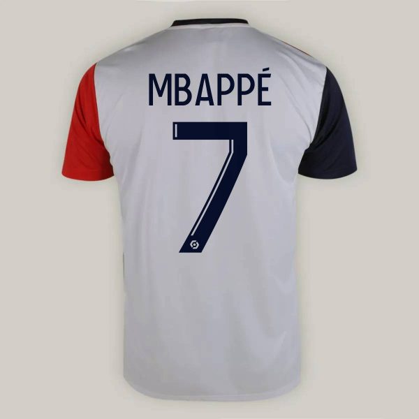 Camisa PSG 7 Mbappé Infantil Branca