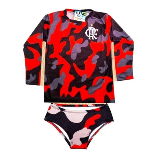 Biquini Infantil Blusa Proteção Solar Infantil Uv50 Flamengo - Vermelho - 1