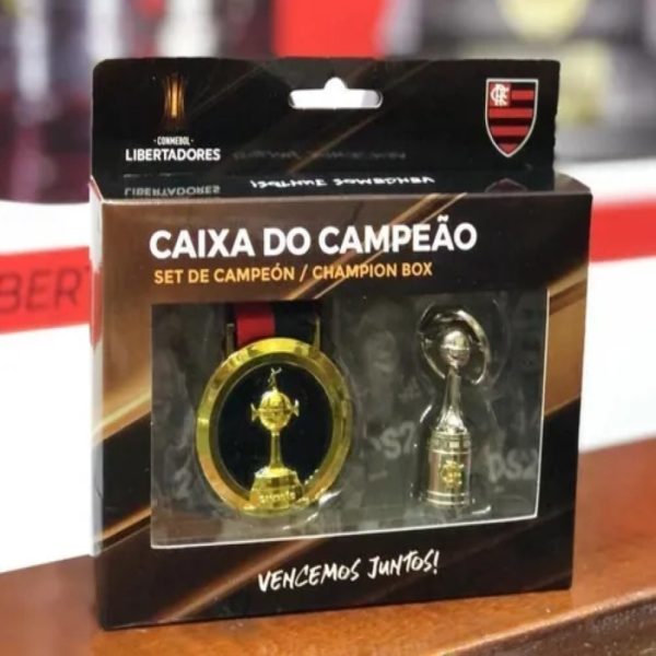 Caixa do Campeão: Medalha + Chaveiro Libertadores Flamengo 2019 Milled