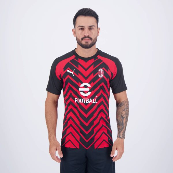 Camisa Puma Milan Pré-Jogo 2024 Vermelha e Preta