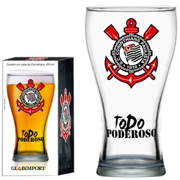 Copo Shape para Cerveja Globimport Corinthians Todo Poderoso - 470ml