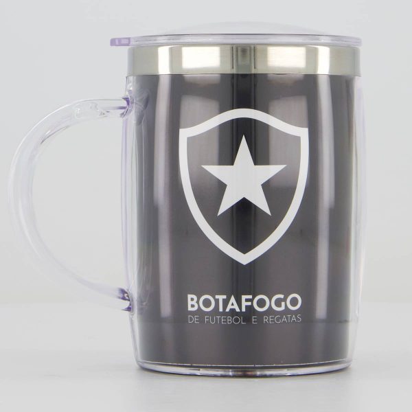 Caneca Plástica Inox Botafogo 350ML Preta