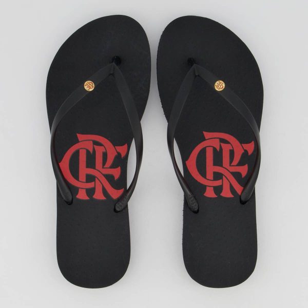 Chinelo Flamengo Basic CRF Feminino Preto e Vermelho