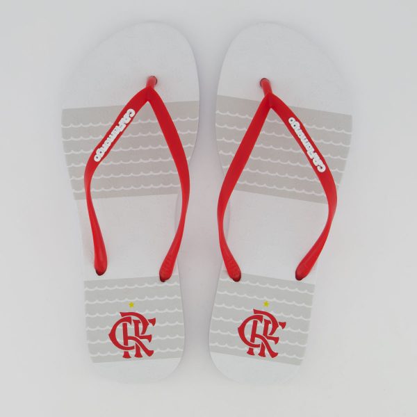 Chinelo Flamengo Manto Feminino Branco e Vermelho