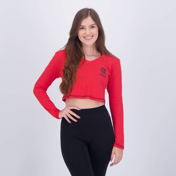 Cropped Manga Longa Flamengo Heath Feminino Vermelho