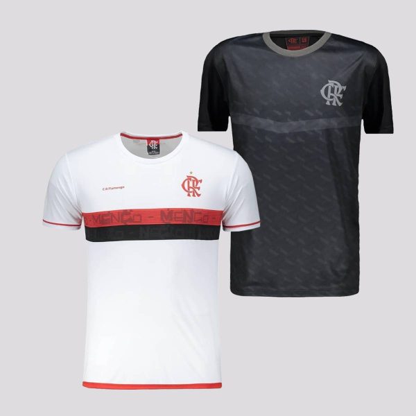 Kit 2 Camisas Flamengo Infantil Branca e Preta