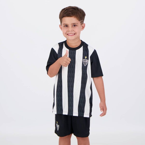 Kit Atlético Mineiro Mini Craque Infantil Preto e Branco