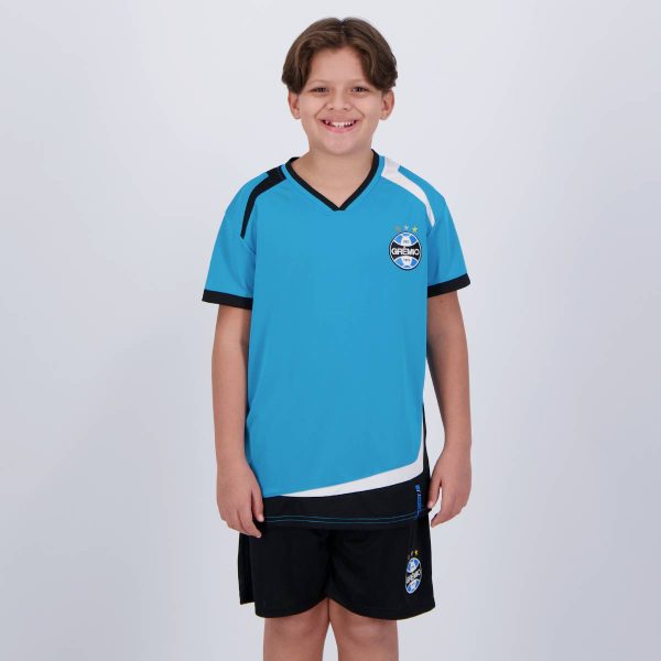 Kit Grêmio Triangle Juvenil Azul Turquesa e Preto