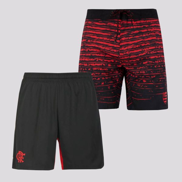 Kit de 2 Bermudas Escudo Flamengo