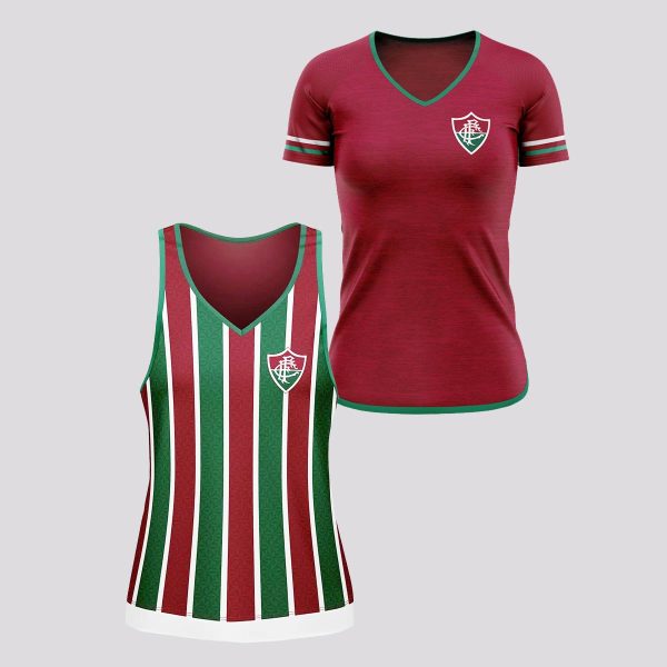 Kit de Camisa e Regata Fluminense Feminina Vinho