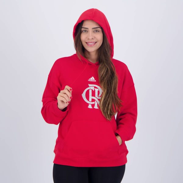 Moletom Adidas Flamengo DNA Feminino Vermelho