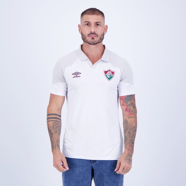 Polo Umbro Fluminense Viagem 2023 Branca e Cinza