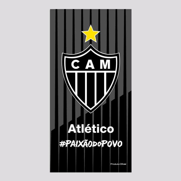 Toalha De Banho Bouton Atlético Mineiro Preta e Cinza