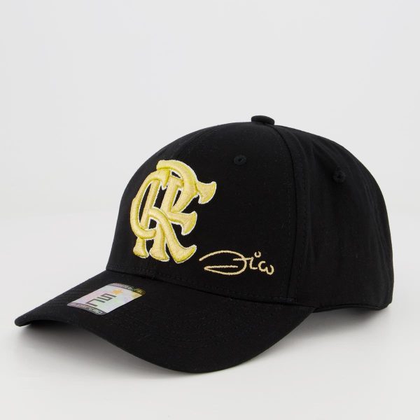 Boné Flamengo Zico Preto e Dourado