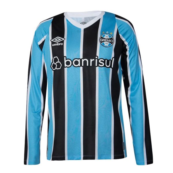 Camisa Masculina Umbro Grêmio Oficial 1 2024 Manga Longa Azul/preto