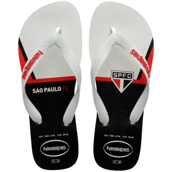 Chinelo Havaianas Top Times São Paulo FC Masculino - Branco e Preto