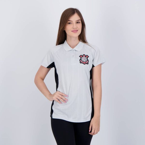 Polo Corinthians Emboss Feminina Cinza