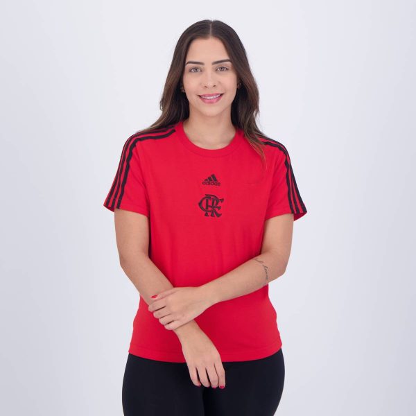 Camisa Adidas Flamengo 3 Listras Feminina Vermelha