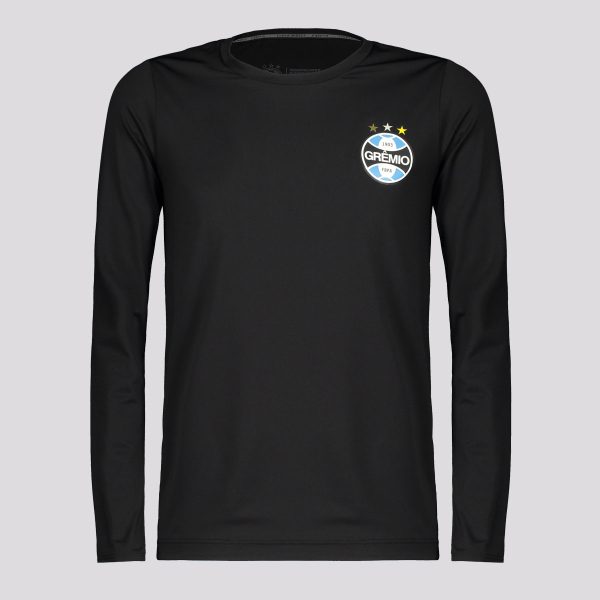 Camisa Grêmio UV Manga Longa Juvenil Preta