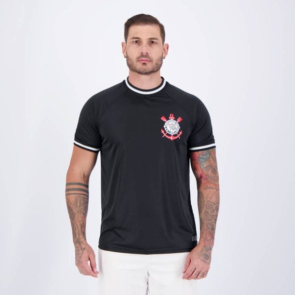 Camisa Corinthians Raglan Preta