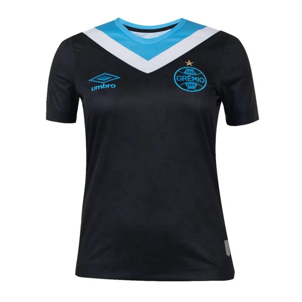 Camisa Feminina Umbro Grêmio Oficial 3 2024 Torcedora Preto/azul