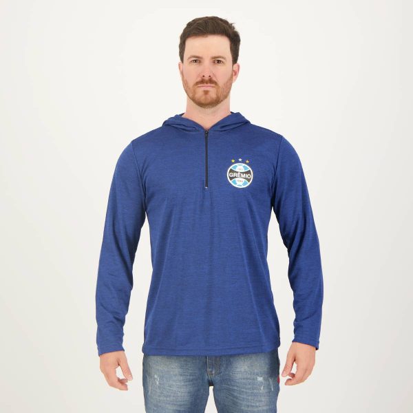 Blusão Grêmio Hoodie Azul Mescla