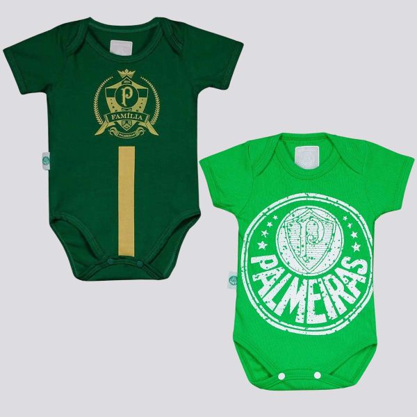 Kit Palmeiras Bodys Shield Verde e Shield Dourado