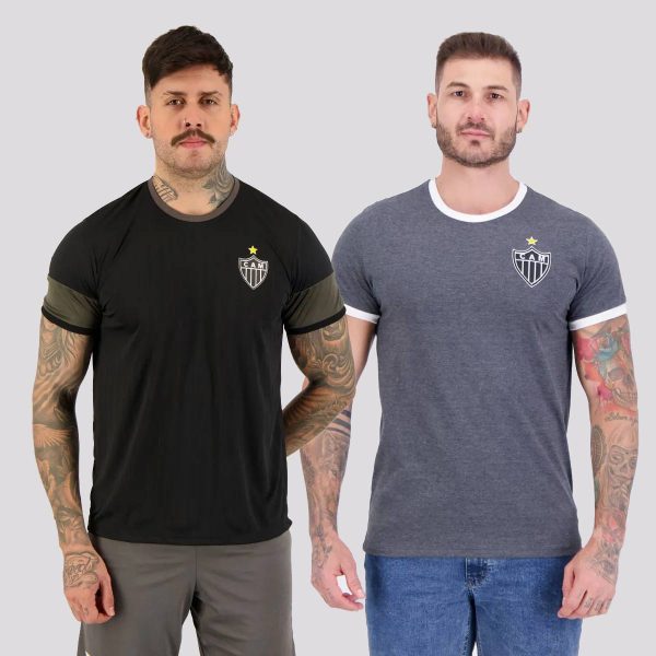 Kit de 2 Camisas Atlético Mineiro Cinza e Preta
