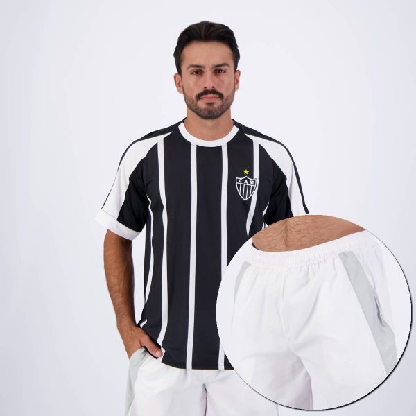Kit de Camisa e Bermuda Atlético Mineiro Preta e Branca