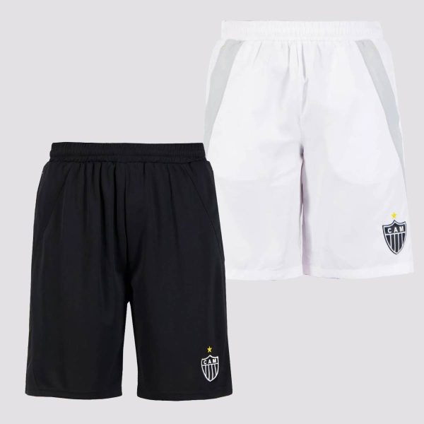 Kit de Duas Bermudas Atlético Mineiro Preta e Branca