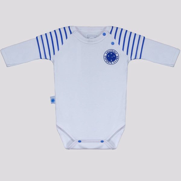 Body Cruzeiro Manga Longa Infantil Branco e Azul