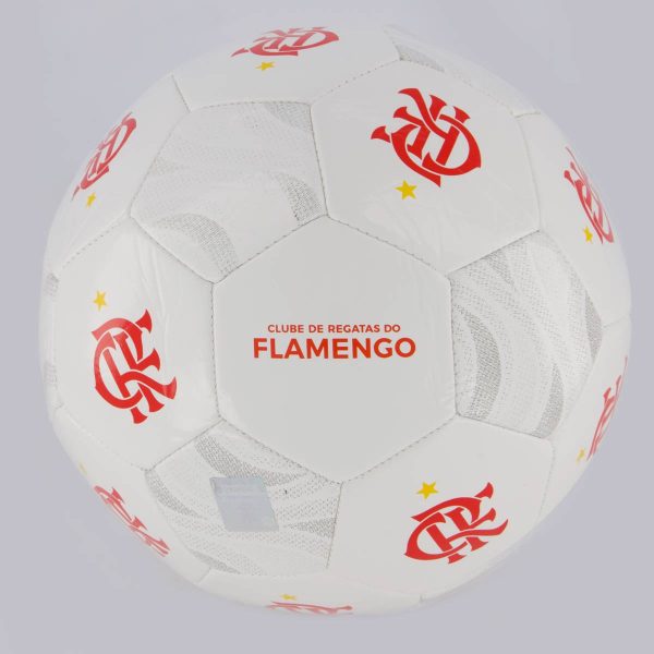 Bola Flamengo Campo Escudo Branca e Vermelha