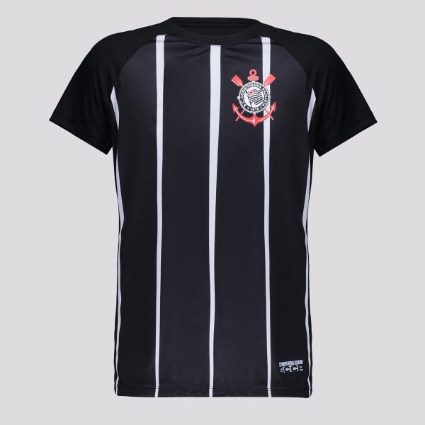 Camisa Corinthians Infantil Listrada Preta