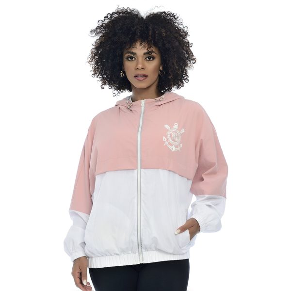 Jaqueta Corinthians Oficial Feminina Corta Vento Forrada Rosa Empório Alex