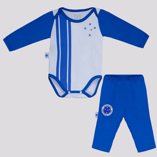 Kit Body Cruzeiro Jogo Infantil Branco e Azul
