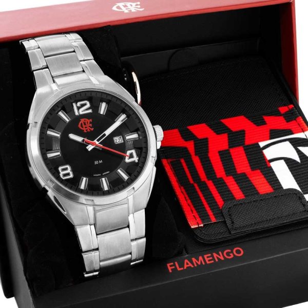 Kit Relógio Flamengo Masculino com Porta Cartões FLA2117LFH/K1K