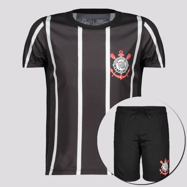 Kit de Camisa e Bermuda Corinthians Infantil Preto