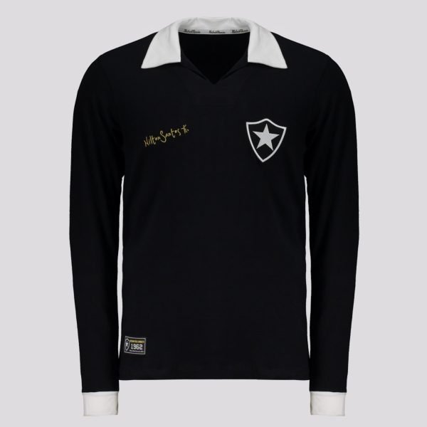 Camisa Botafogo Retrô Nilton Santos Manga Longa Preta