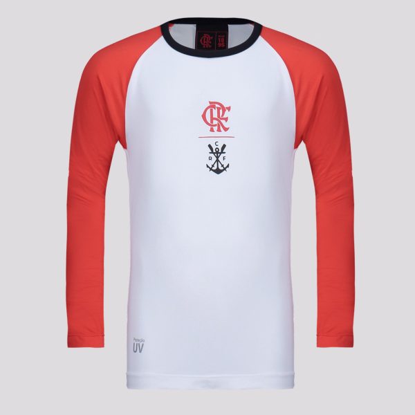 Camisa Flamengo Plaga Manga Longa Branca