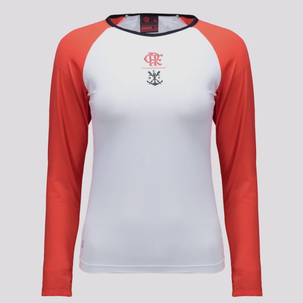 Camisa Manga Longa Flamengo Plaga Feminina Branca