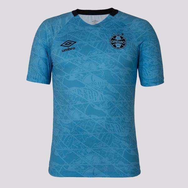 Camisa Umbro Grêmio Aquecimento 2025 Azul e Preta