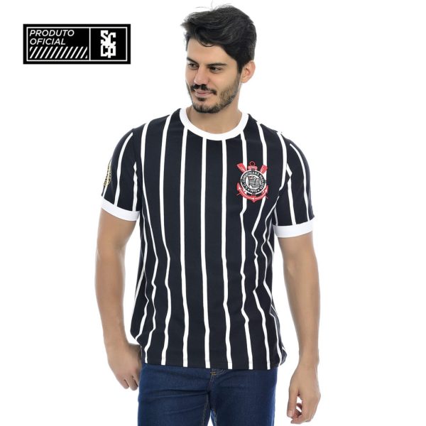 Camiseta Masculina Retrô Corinthians Democracia 1982 S/N Preto Empório Alex